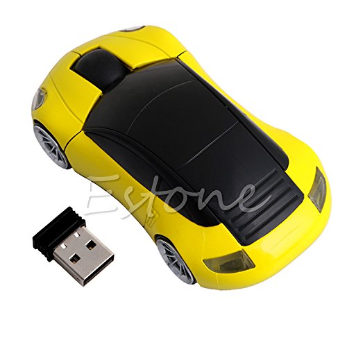 geneic Souris optique sans fil 2,4 G 1600 DPI avec récepteur USB et lumière LED en forme de voiture Cover