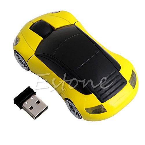 geneic 2.4G 1600DPI Mouse USB Receptor inalámbrico LED Luz Forma Coche Ratón Óptico