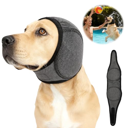 Ohrenschutz Hund, Gehörschutz für Hunde, Wasserdicht und Komfortabel Verstellbarer Schallschutz Ideal Stress und Angst zu Reduzieren, zum Baden Fellpflege Schwimmen für Gewitter und Feuerwerk (M)