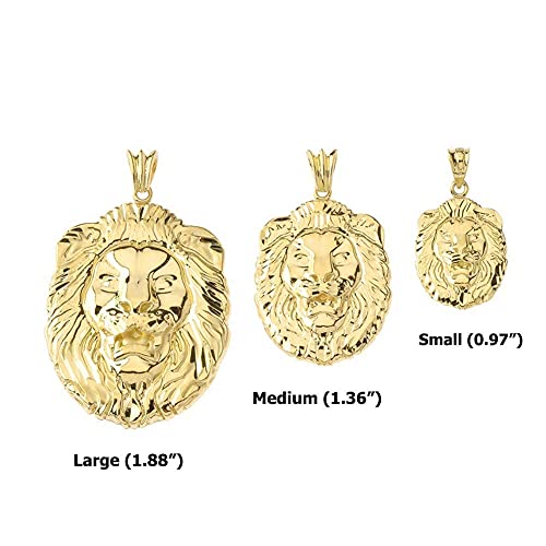 Animal Kingdom 14k Yellow Gold Sparkle-Cut Lion Head Statement Pendant Charm - Choice of Size (S, M, or L)4