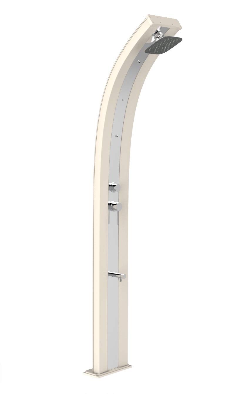 Doccia Solare da Giardino 40L Miscelatore Nebulizzatore e Lavapiedi Arkema Dada Fascia Inox Sabbia