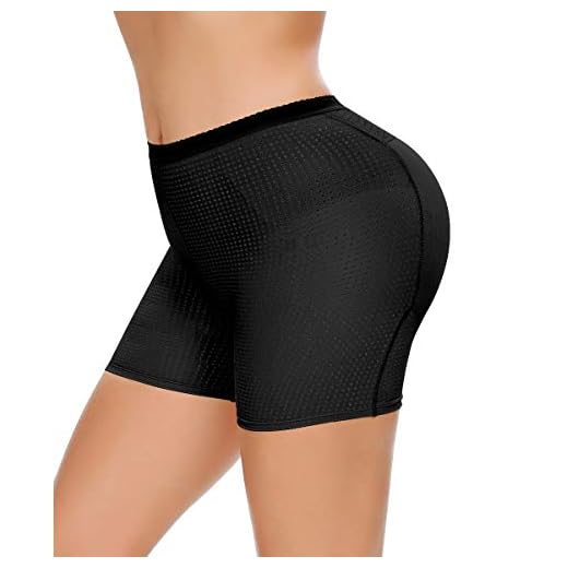 NINGMI Womens Butt Lifter Seamless Hip Enhancer Underwear Booty Pads Shaper Boyshorts (Black, L)