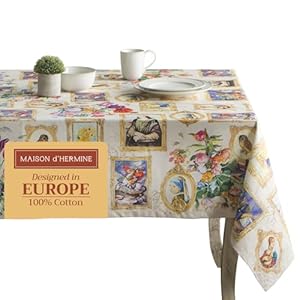 Maison d'Hermine Table Cloth Rectangle Table 100% Cotton Tablecloth for Dining Room, Farmhouse, Home, Hotel, Parties & Wedding - Ideal for Easter Decorations Spring & Summer (Masterpiece, 60" x 90") Maison dHermine Table Cloth Rectangle Table 100 Cotton Tablecloth for Dining Room Farmhouse Home Hotel Parties Wedding Ideal for Easter Decorations Spring Summer Masterpiece 60 x 90