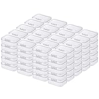 LJY 100 Pieces Rectangular Empty Mini Clear Plastic Organizer Storage Box Containers with Hinged Lids (55 x 40 x 20 mm, Transparent)