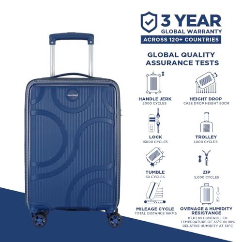 Image of KAMILIANT by American Tourister Selva|Cabin Trolley Bag Small Size (56 cms) for Travel| Hard Case Polypropylene (PP) Suitcase|360 8-Wheel Spinner Luggage Trolley|Combination Lock|Navy