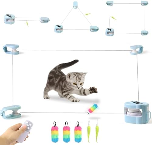 Interactive Cat Toy for Indoor Cats, 3 Speeds Auto/Manual Control Cat Treadmill with Remote Control, Stimulating Cat Chase Toy for Bored Indoor Adult, Cat Enrichment Toy Exercise