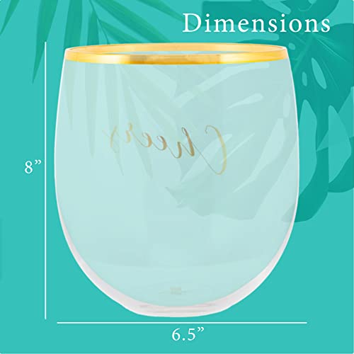 Mary Square Cheers Gold Tone Rim 6.5 X 8 Glass Champagne Ice Bucket #TOP2