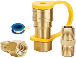 WADY 3/8 Inch Natural Gas Quick Connect Fittings LP Gas Propane Hose Quick Disconnect Kit Gas Propane 100% Solid Brass Solid Brass