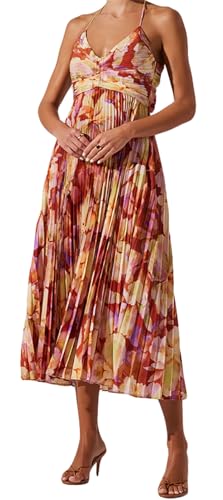 Image of Recious Womens Sexy Spaghetti Strap Sleeveless Printed Bodycon Pleated Party Clubwear Dress