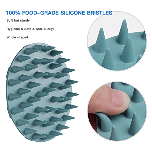 INNERNEED-Scalp-Massager-Shampoo-Brush-Wet-Dry-Manual-Scalp-Care-Head-Scrubber-Hair-Washing-Soft-Silicone-Bristles-for-Hair-Growth-Dandruff-Removal-Dark-Green