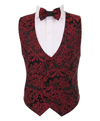 Traje de esmoquin floral para niños con elegante bordado de 6 piezas para bodas 4