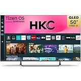 HKC 50 inch 4K QLED Smart TV, Tizen OS UHD Central Stand Design Television with AppleTV+ Netflix Freeview Gaming Hub, MEMC HDR10 Ideal Large Screen for Living Room, Made in the UK