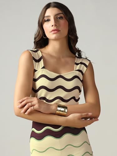 Image of Selvia Western Ribbed Lycra Printed One Piece Bodycon