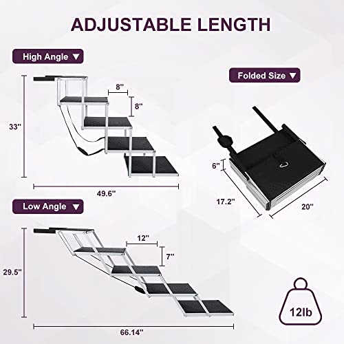 Smonter Dog Ramp For Car Extra Wide Dog Car Stairs Portable Pet Ramp With Nonslip Surface Dog Stairs For Large Dogs 5 Steps Dog Steps For Cars And Suv, Trucks, High Beds, Support Up To 150 Lb #TOP5