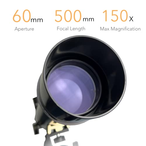 Image of SpectrumOI Telescope for Kids & Adults - Astronomy Gift, 60mm Aperture Refractor with Carry Bag & Phone Holder