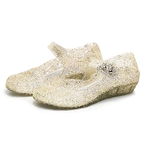 Princess Shoes Girls Sandals Jelly Mary Jane Dance Party Cosplay Shoes for Kids Toddler Flat Thong Sandal (Yellow, 2)2