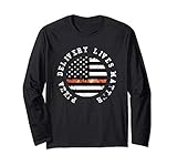 The Thin Pizza Line Distressed Blue Lives Matter Long Sleeve T-Shirt