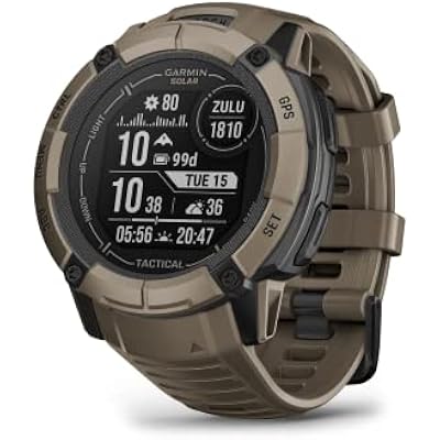 Garmin Instinct 2X Solar - Tactical Edition, Rugged GPS Smartwatch, Built-in Flashlight, Ballistics Calculator, Solar Charging Capability, Coyote Tan