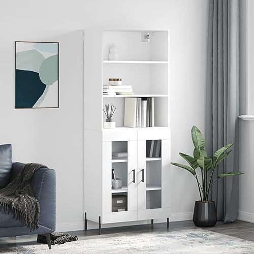 Genérico Aparador Alto Madera contrachapada Blanco 69,5x34x180 cm,Armarios y Almacenamiento,Aparadores-3189325