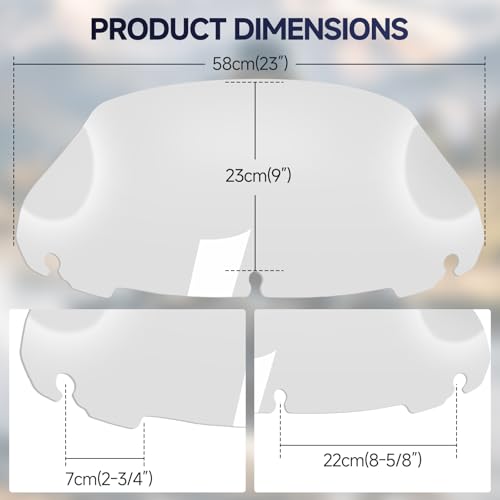 Image of Clear 9 inch Motorcycle Windshield Windscreen Compatible for 2014-2023 Harley Davidson Touring Street Glide /Electra Glide /Ultra Limited /Tri Glide FLHT FLHX FLHXS FLHTK