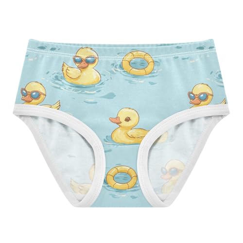 ZZKKO Yellow Duck Swimming Girls Underwear Toddler Panties for Girls Comfort Brief Size 2T-8Y