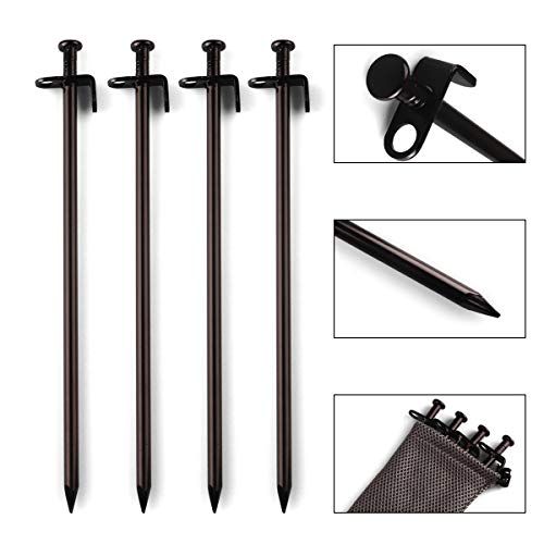 Beefoor Heavy Duty Steel Tent Stakes - Tarp Pegs Camping Stakes for Outdoor Camping Canopy and tarp, 12 inch 8PC Pack - Thumbnail 3