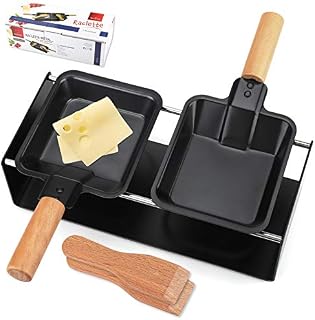 Cheese Melter Raclette Grill,Non-Stick Raclette Grill Set Mini Cheese Melting Pan with Wooden Handle Nonstick Oven Grill Plate Accessory