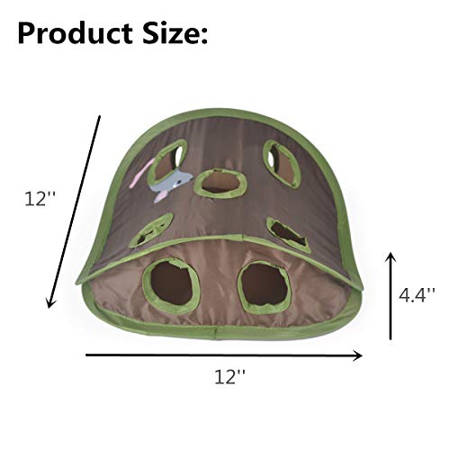 Citmage Cat Mice Toy Pop-up Flexible Intelligence Play Toys Hide and Seek Game 9 Holes Interactive Tent Mouse Hunt Activity with Ball,Mouse for Cats,Kitties (Brown-Green) - Thumbnail 5