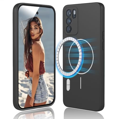 DESSEN Cover Magnetica per Oppo Reno 6 5G / Reno6 5G - Custodia in Silicone Liquido Morbido, Antiurto Protezione Case, Compatibile con Accessori Magnetico, Nero