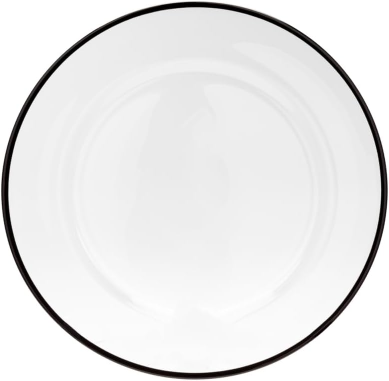Vikko Glass Charger, 13 Inch Clear Glass Dinner Plate Charger with Black Rim, Set of 4 Elegant Place Setting Chargers