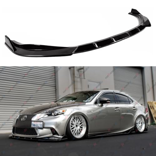 WheelX 3Pcs Front Bumper Lip Compatible with 2014-2016 Lexus IS350 IS500 F-Sport, JDM Air Dam Lower Chin Splitter Protection Body Kit (Glossy Black)