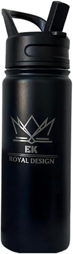 EK Royal Design - Botella de agua de acero inoxidable con aislamiento al vacío de doble pared sin BPA deportes senderismo viajes tapa antipolvo a