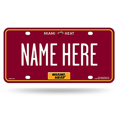 Rico Industries NBA Basketball Miami Heat Personalized Metal Auto Tag 8.5" x 11" - Great for Truck/Car/SUV