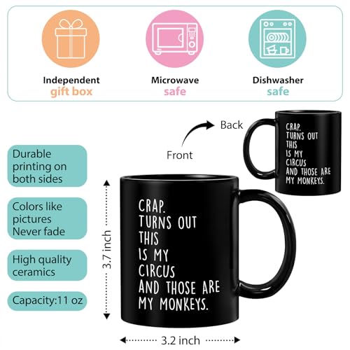 Taza de café negra 11 oz con diseño gracioso para cumpleaños miniatura 4