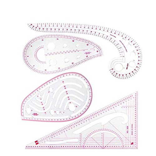 Uokoki 4 piezas de plástico bricolaje regla de costura curva francesa modelo de medición a medida dibujo pintura artesanía herramienta herramienta herramienta Cover