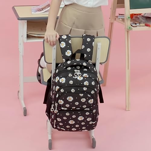 Sugaroom 3Pcs Daisy Printed Backpack with Lunch Box Kids Backpack for Girls Elementary Primary School Bag Bookbags for Teen Girls3
