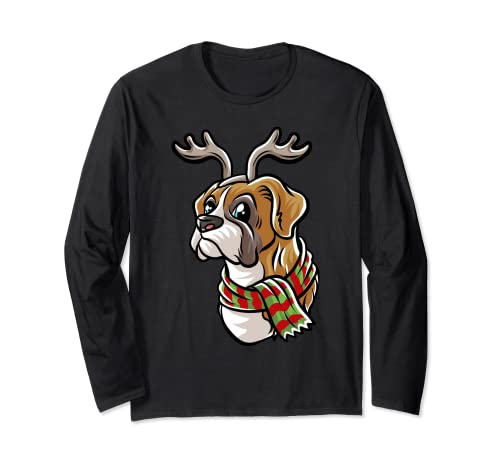 Merry Woofmas Boxer Renna Cane Natale Cani X-Mas Maglia a Manica