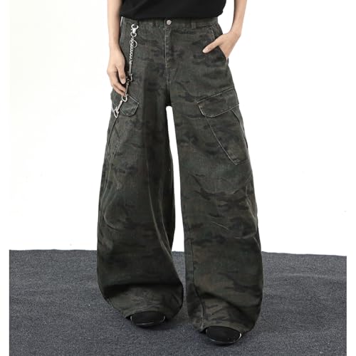 Barrel Jeans Men Camo Cargo Baggy Skater Denim Pants Streetwear High Waist Barrel Leg Bottoms Camouflage Loose Fit Casual3
