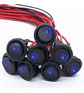 Twidec/8Pcs SPST Round Dot Rocker Toggle Switch Control For Car Or Boat 20A 12V DC On/Off Blue LE...