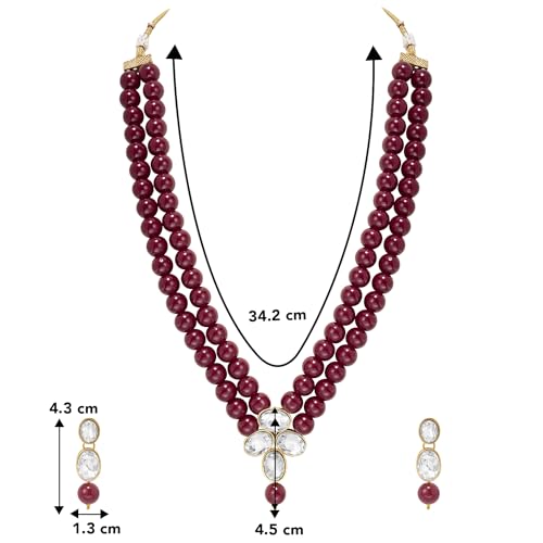 Image of Peora Crystal Faux Pearl Kundan Necklace & Jewelry Set Gift for Women