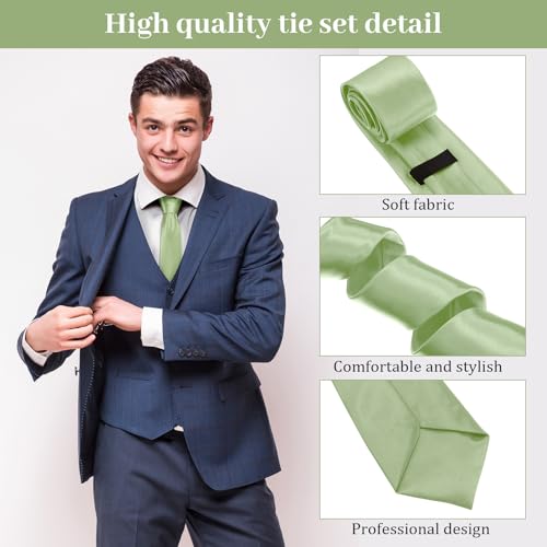 Image of Syhood 6 /12 /24 Pcs Men Ties Set Solid Satin Pure Color Business Formal Necktie Tie 57 inch for Men Occasion Wedding