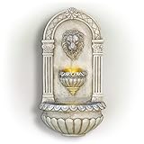 Alpine Corporation TZL160 Lion Head Wall Fountain w/LED Lights, 17' L x 9' W x 32' H, Mixed Colors
