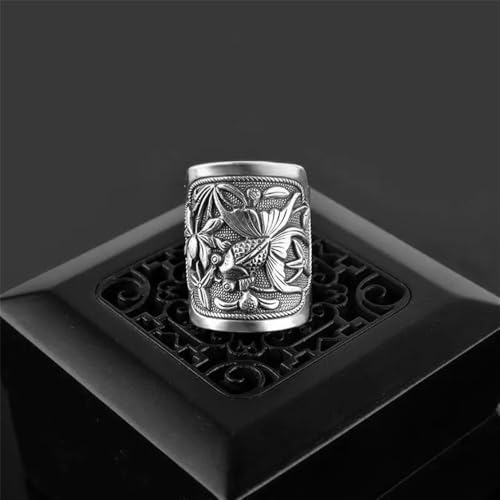 OIDIMS Cute Little Goldfish Adjustable Ring 925 Sterling Silver Lucky Koi Oxidized Fish Wedding Statement Finger Extendable Wrap Bands Promise Rings for Women Men Retro Comfort Fit Unique Jewelry4