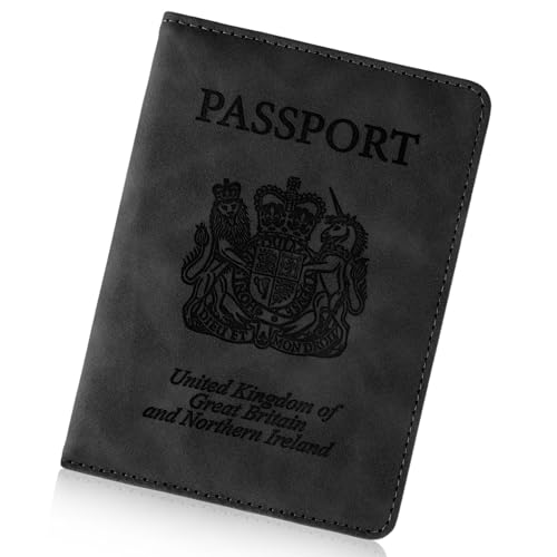 Cinocratic Passport Holder for Travel Accessories RFID Blocking PU Leather Passport Cover Wallet Card Case for Men and Women (Black)