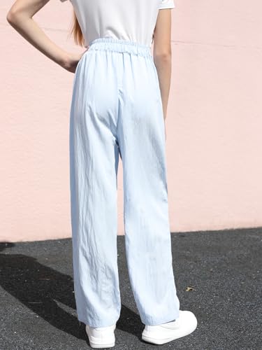 Image of SANGTREE Girls & Woman Wide Leg Pants Lightweight Casual Elastic High Waist Straight Leg Loose Trousers,4 Years - Woman 2XL