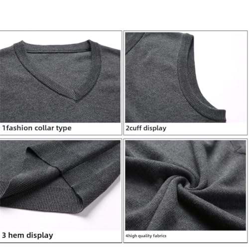 Mens Casual Solid Color V-Neck Knitted Sweater Vest Sleeveless Soft Warm Pullover Waistcoat4