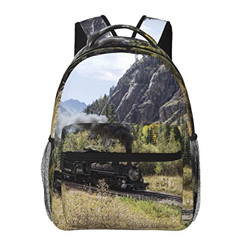 Sac à dos ordinateur portable grand volume noir avec motif de voyage pour ados