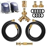 Hohean Twin Outboard Flush Kit with 3 Pair Quick Connectors, Compatible with Yamaha/Honda Engines, Boat Motor Twin Flusher, Outboard Engine Flusher Adapter, Corrosion Resistant Brass