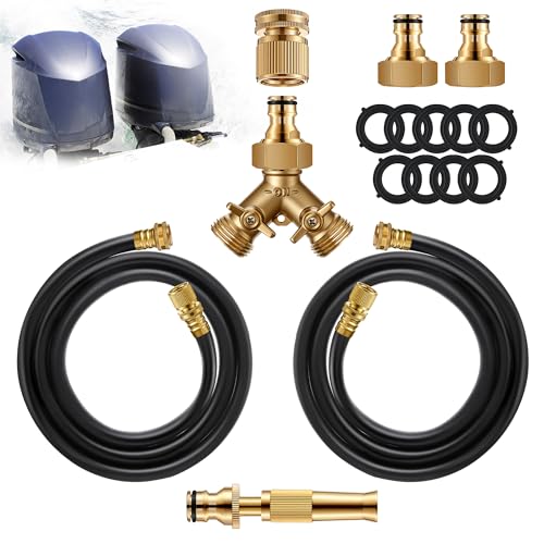 Hohean Twin Outboard Flush Kit with 3 Pair Quick Connectors, Compatible with Yamaha/Honda Engines, Boat Motor Twin Flusher, Outboard Engine Flusher Adapter, Corrosion Resistant Brass