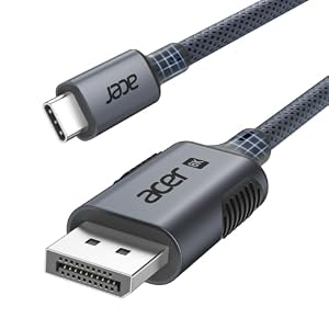 Acer USB-C DisplayPort Kabel (8K@60Hz, 4K@240Hz), Type-C Thunderbolt 3/4/5 naar DP1.4 (HDR,MST,FreeSync), compatibel met MacBook Pro M5, Mac mini M4, iPad Pro/Air, iMac, iPhone 17, XPS, Galaxy S26.–2m